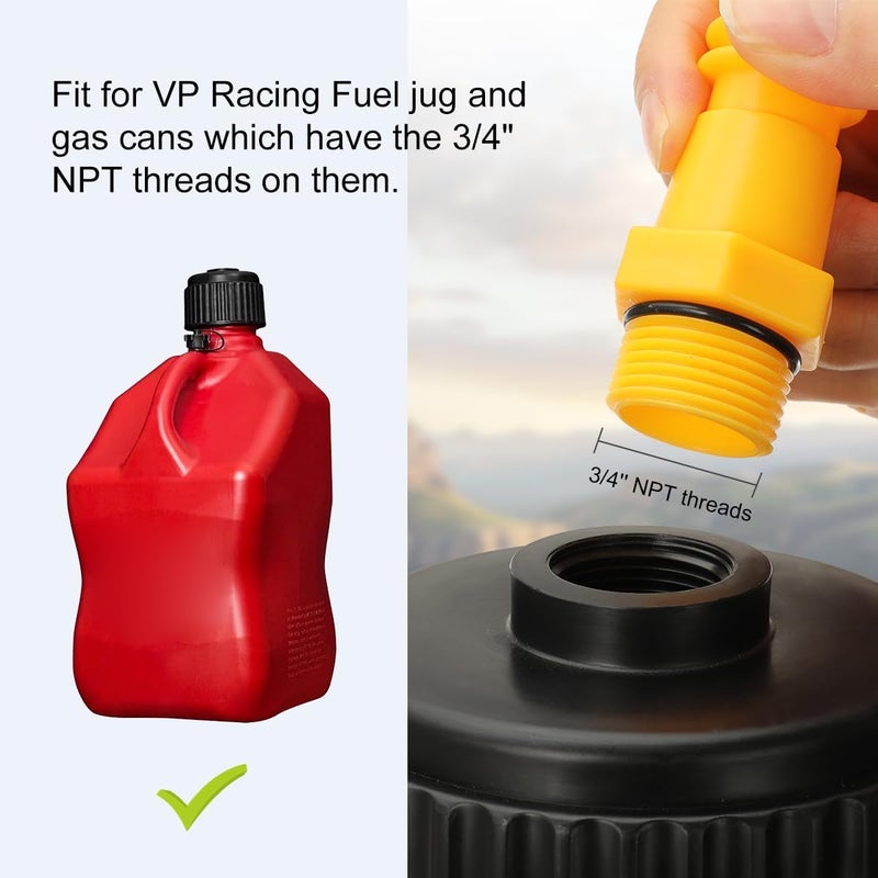 Magicfour Fuel Jug Hose for VP Racing Fuel Jug with Spout Cap, 3 pcs Leak Proof Gas Can Spout Replacement W/Leak Proof Vent Cap Kit, 3/5/5.5 Gallon Gas Can, Fuel Gas Tank Nozzle Quick Fill Bendable - Image 2